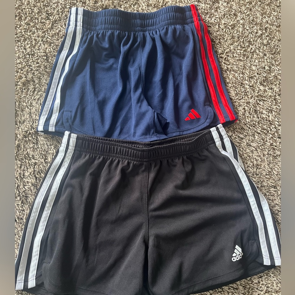 Girl’s Adidas shorts: Navy blue/red and black/white